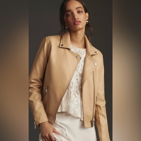 Anthropology Saige Faux Leather BLACK Moto Jacket Size Small - Picture 3 of 12